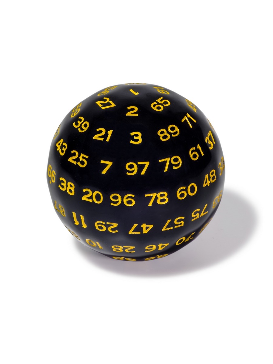 фото Кубик stuff-pro для ролевых игр d100 черный с желтыми цифрами 273378