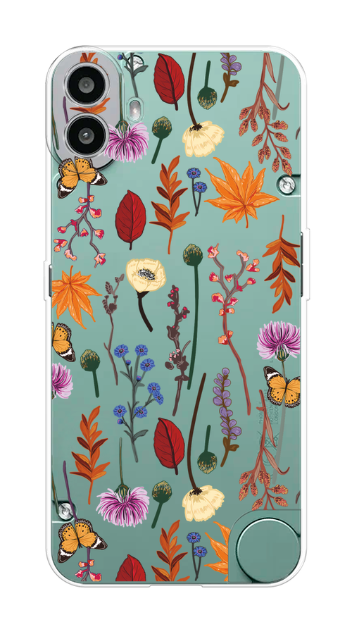 

Чехол на CMF Phone 1 "Orange Purple flowers", Оранжевый;красный;розовый;желтый;прозрачный, 3300450-1