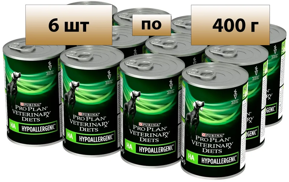 Консервы для собак Pro Plan Veterinary Diets HA Hypoallergenic, 6шт по 400г