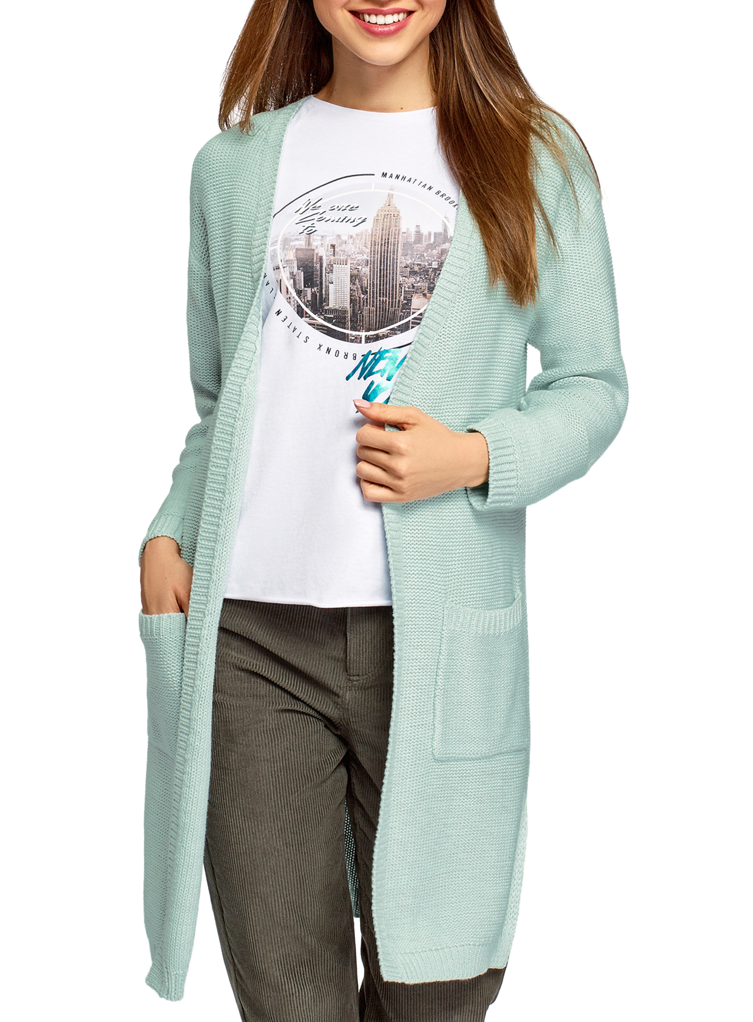 

Кардиган женский oodji 63205246 зеленый S, 63205246