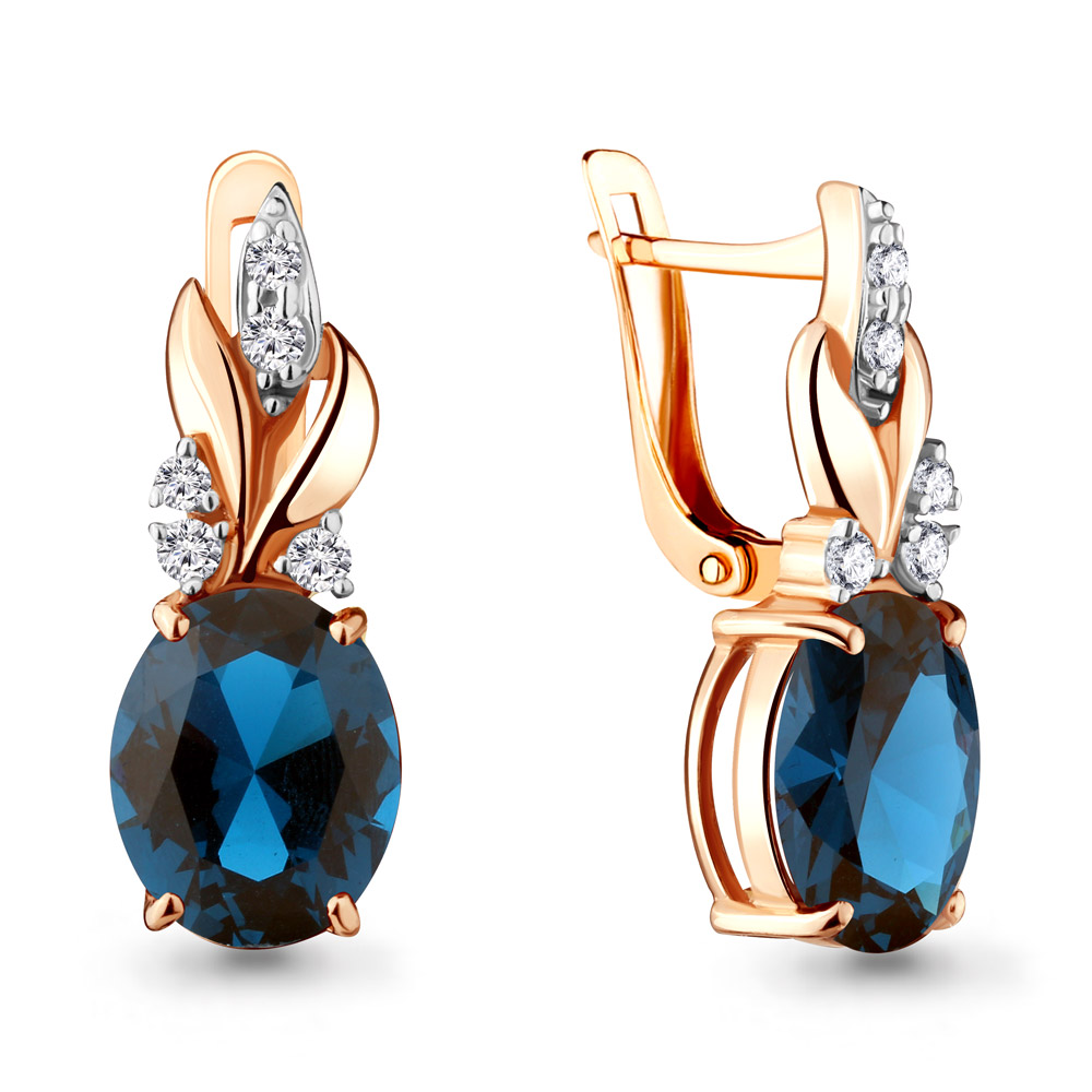 

Серьги из серебра с топазом искусственным/фианитом Aquamarine 4492093А, 4492093А_925_з