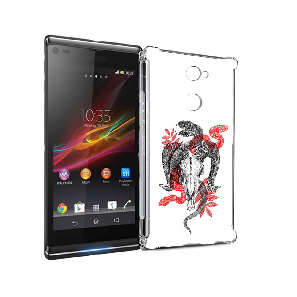 

Чехол MyPads Tocco для Sony Xperia L2 змея в черепе рисунок (PT99662.233.365), Прозрачный, Tocco