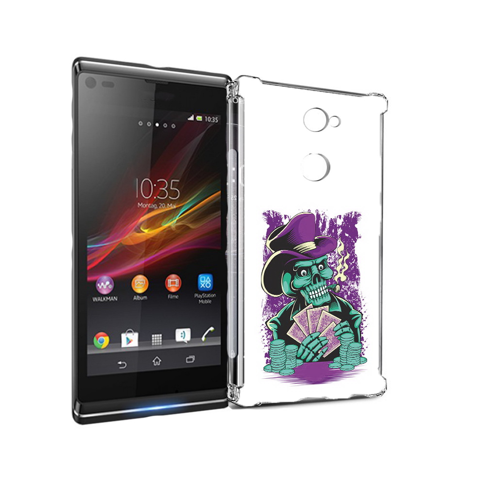 

Чехол MyPads Tocco для Sony Xperia L2 зеленый череп с картами (PT99662.233.361), Прозрачный, Tocco