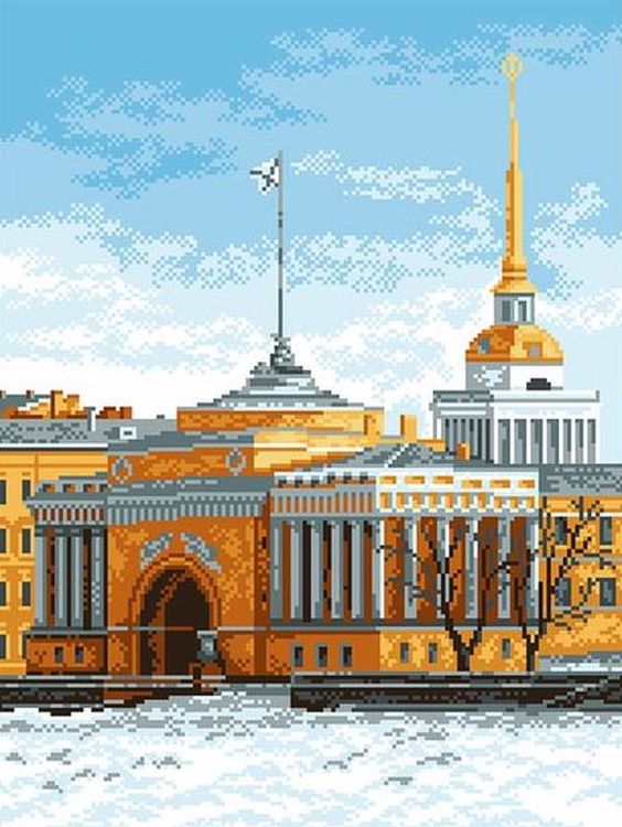 

Рисунок на ткани Набережная Санкт-Петербурга
