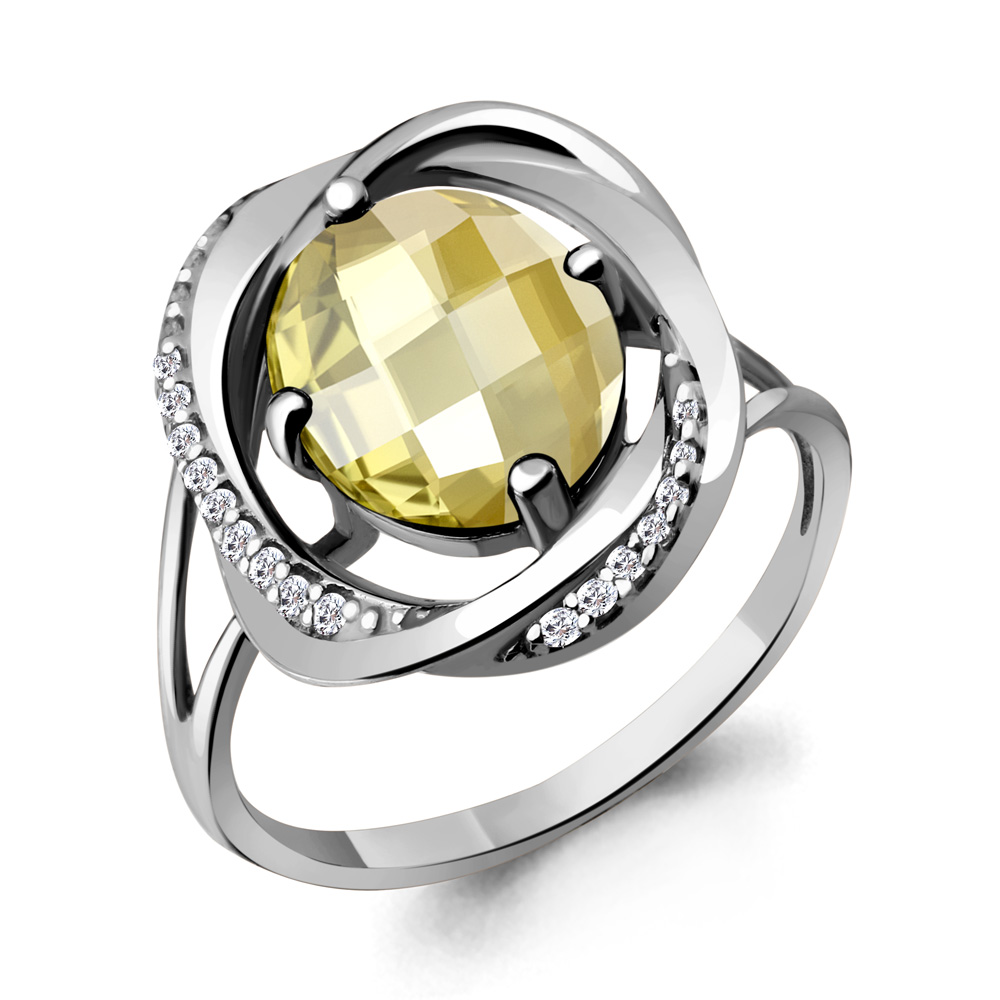 

Кольцо из серебра с кварцем/фианитом р., Aquamarine 6560511А, 6560511А_925_р