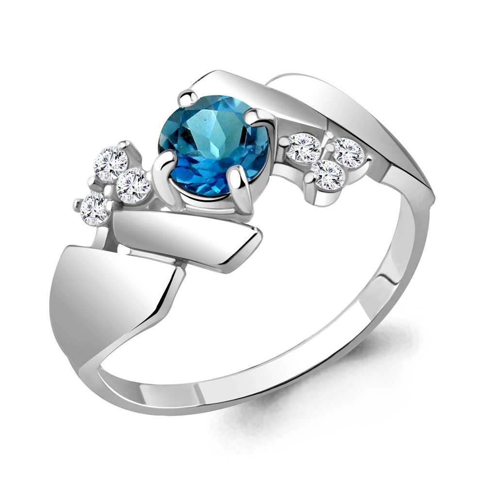 

Кольцо из серебра с топазом/фианитом р., Aquamarine 6581108А, 6581108А_925_р