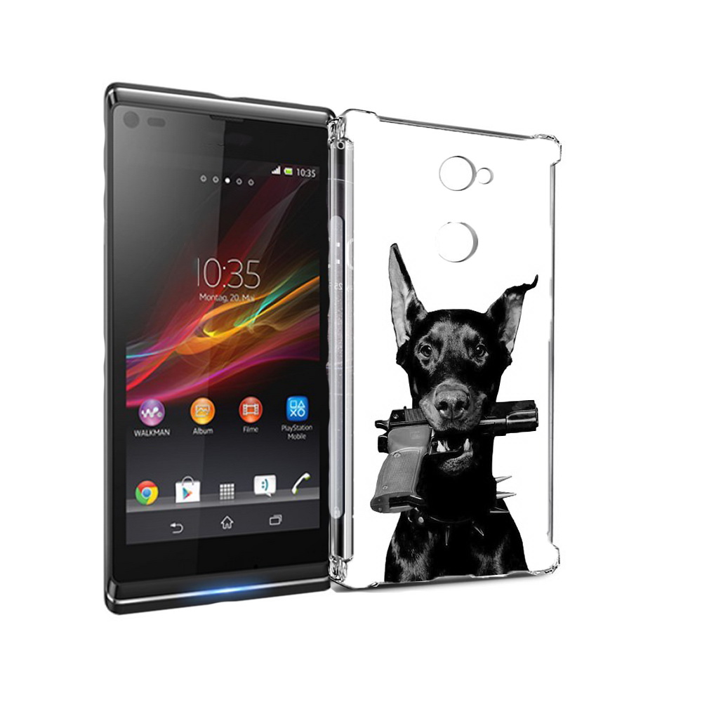 

Чехол MyPads Tocco для Sony Xperia L2 доберман с пистолетом (PT99662.233.331), Прозрачный, Tocco