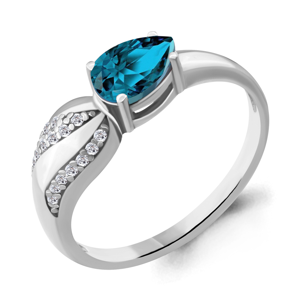 

Кольцо из серебра с топазом/фианитом р., Aquamarine 6904105А, 6904105А_925_р