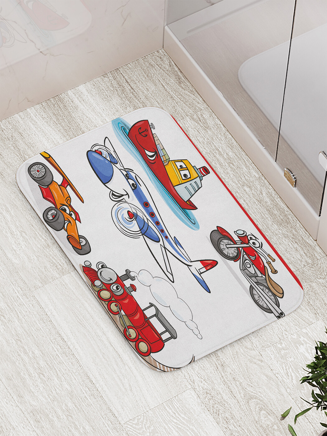 

Коврик противоскользящий JoyArty "Веселый транспорт" для ванной, сауны, бассейна, 77х52 см, Веселый транспорт