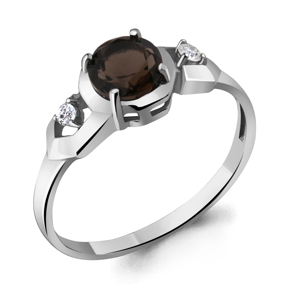 

Кольцо из серебра с кварцем/фианитом р., Aquamarine 6448801А, 6448801А_925_р
