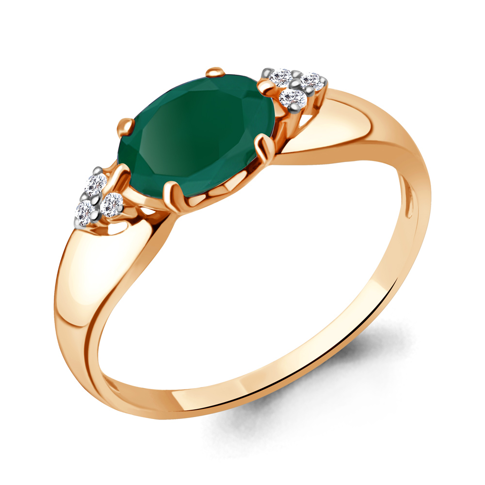 

Кольцо из серебра с агатом/фианитом р., Aquamarine 6914709А, 6914709А_925_з