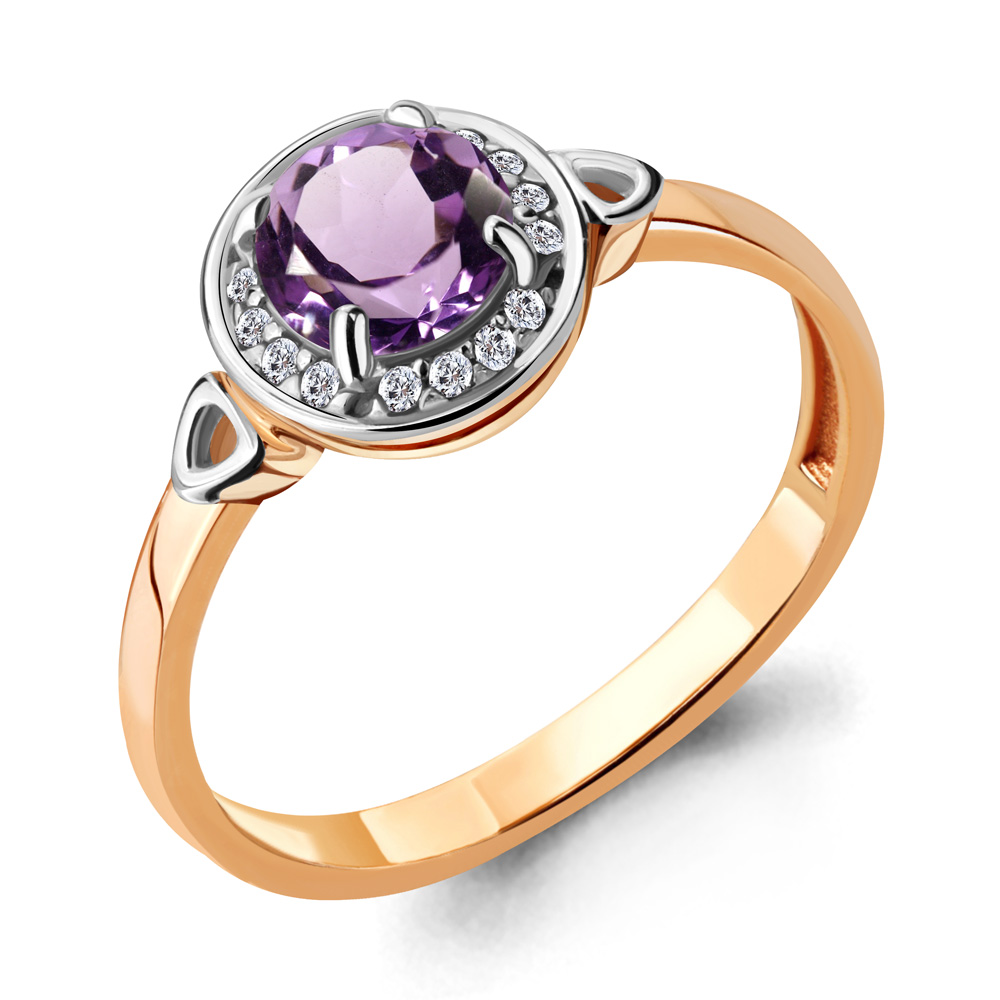 

Кольцо из серебра с аметистом/фианитом р. Aquamarine 6909204А, 6909204А_925_з