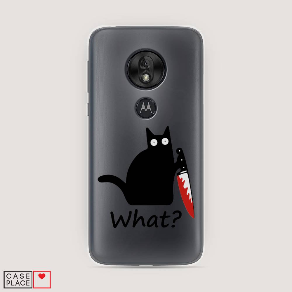 

Чехол на Motorola Moto G7 Play "Котик с ножом", Черный;красный, 241250-6