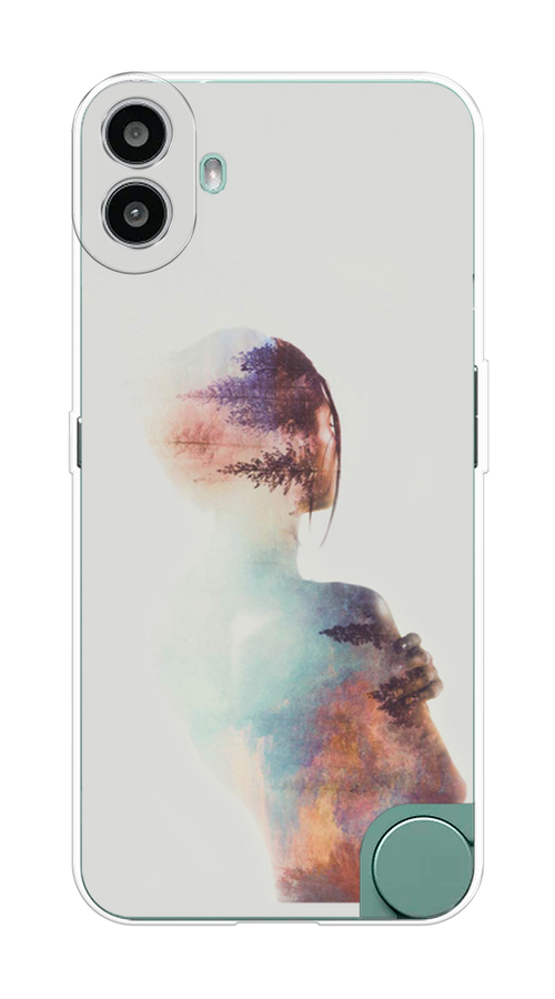 

Чехол на CMF Phone 1 "Девушка-лес", Розовый;голубой;серый, 3300450-1