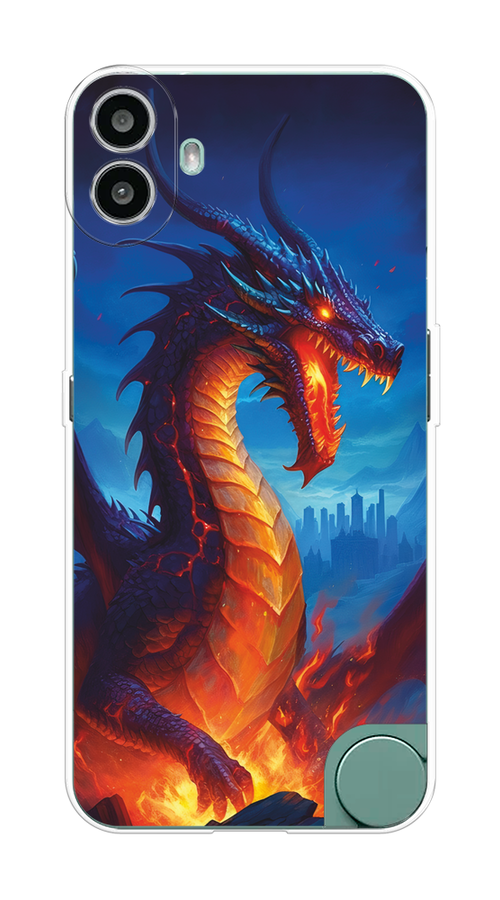 

Чехол на CMF Phone 1 "Дракон над лавой", Оранжевый;коричневый;синий, 3300450-1