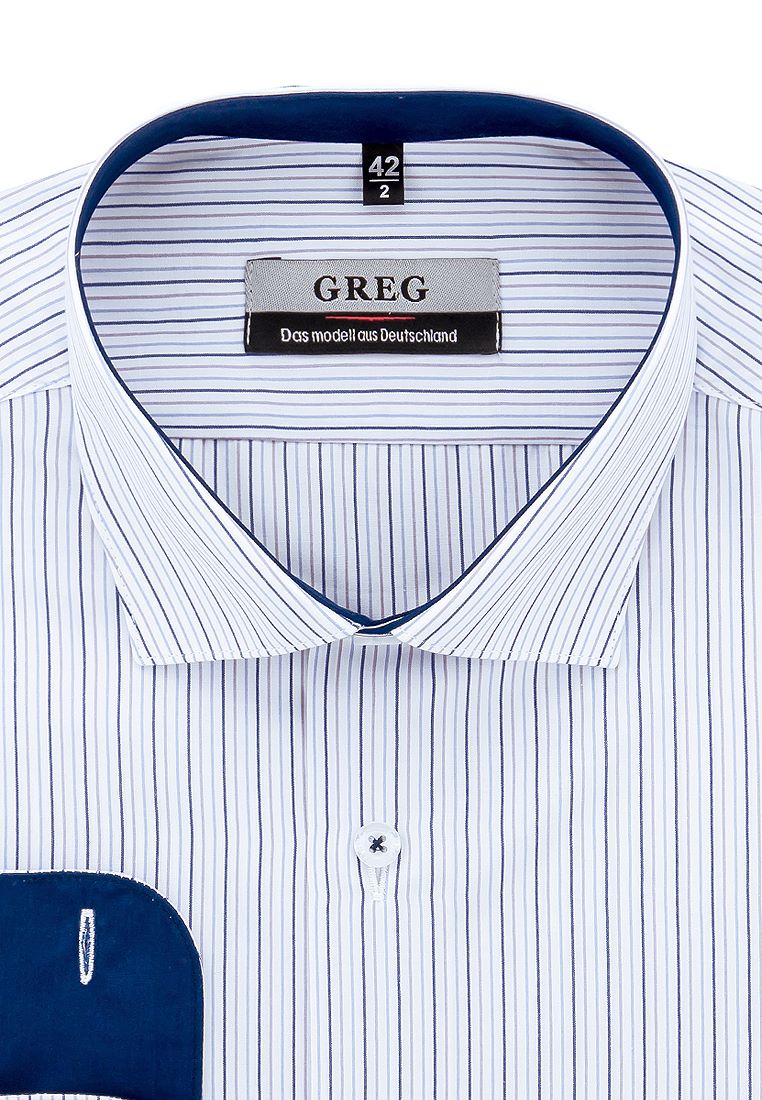 

Рубашка мужская Greg 01-00010881 белая 44, Голубой, 01-00010881