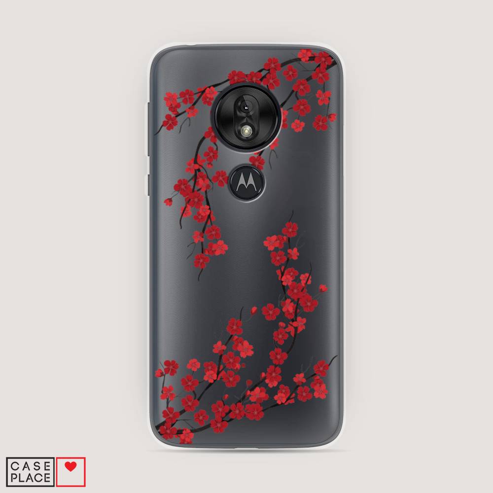 

Чехол на Motorola Moto G7 Play "Красная сакура", Красный;черный, 241250-2