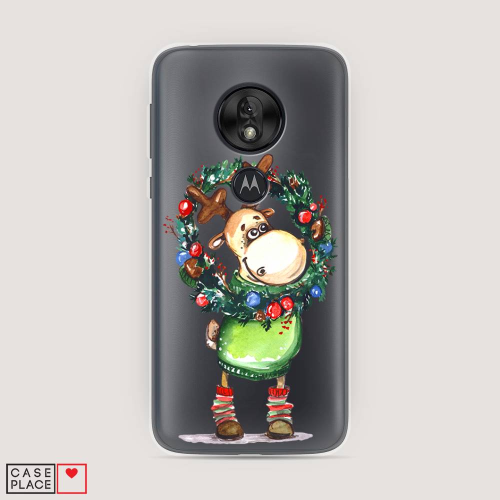 

Чехол на Motorola Moto G7 Play "Олень с новогодним венком", 241250-4