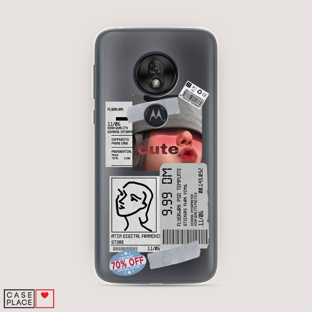 

Чехол на Motorola Moto G7 Play "Cute girl collage", Розовый;серый;голубой, 241250-6