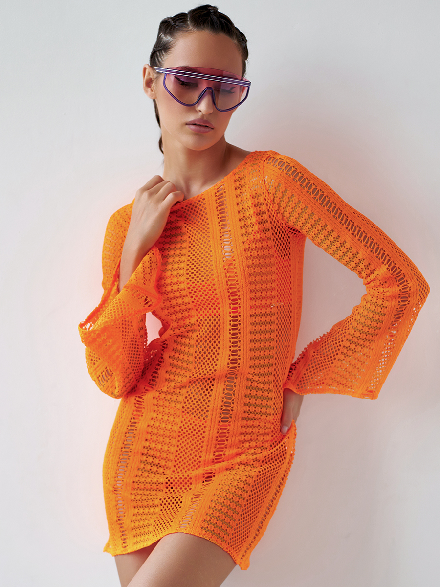 Пляжная туника женская ALZA ST0001 оранжевая 42 RU