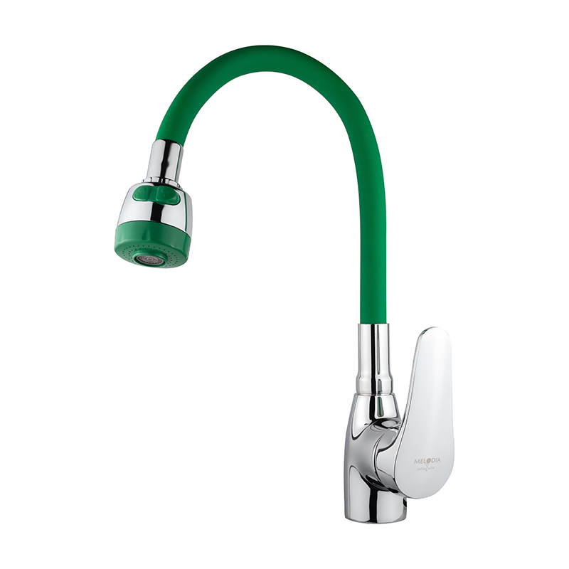 Смеситель для кухни MELODIA Ostessa гибкий излив, 2 режима MDV40616Green