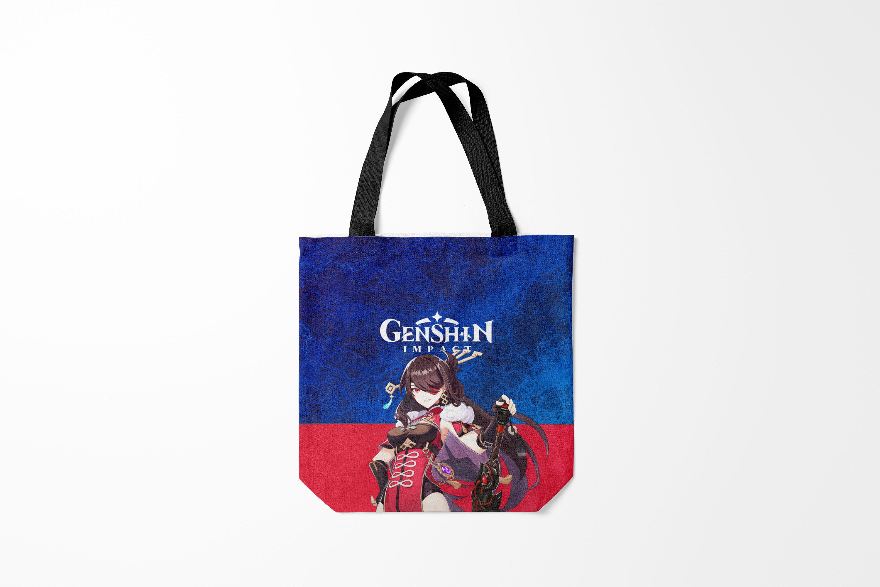 

Сумка шoппер унисекс Burnettie Genshin Impact, синий; красный, Genshin Impact