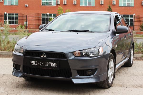 

Накладки на передний бампер клыки под покраску для Mitsubishi Lancer (2007-2011), Черный