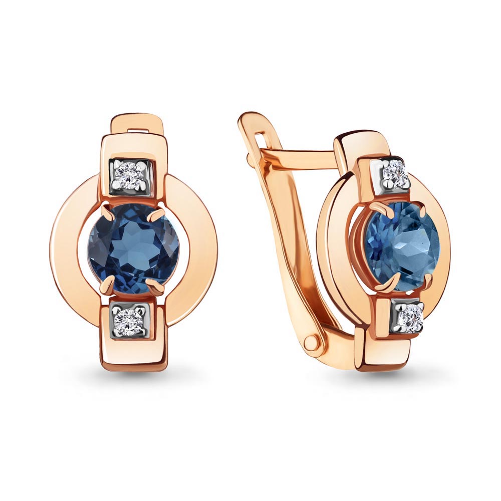 

Серьги из серебра с топазом/фианитом Aquamarine 4714508А, 4714508А_925_з