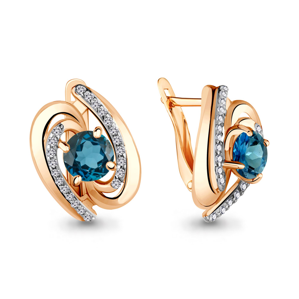 

Серьги из серебра с топазом/фианитом Aquamarine 4405708А, 4405708А_925_з