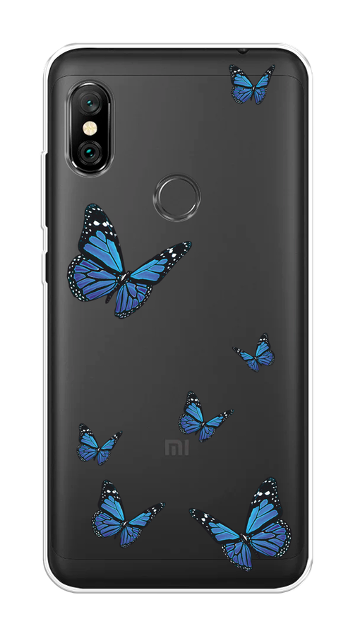 

Чехол на Xiaomi Redmi Note 6 Pro "Blue butterflies", Синий;черный, 34650-1