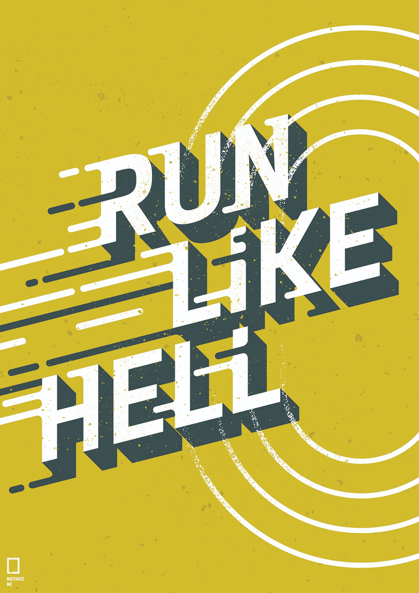 

Большой мотивационный постер на стену Run Like Hell 60х90 см без рамы, MMRUN