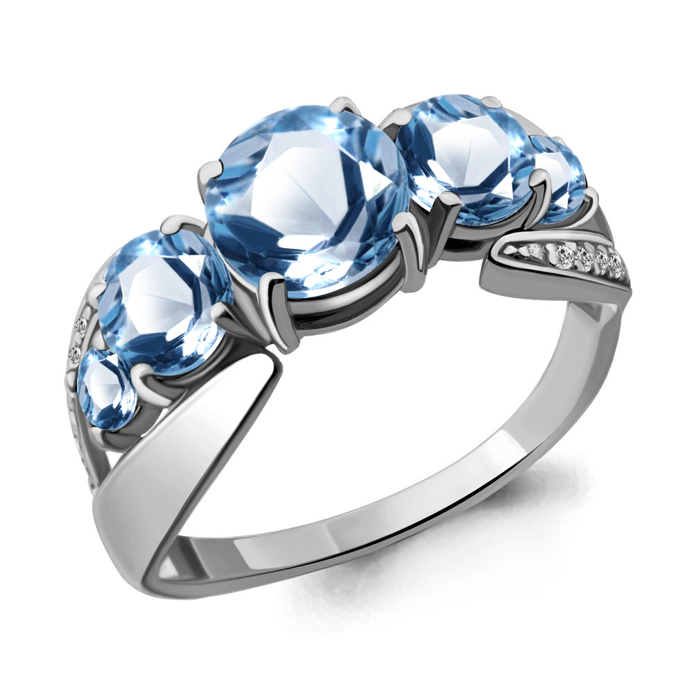 

Кольцо из серебра с топазом/фианитом р., Aquamarine 6592605А, 6592605А_925_р