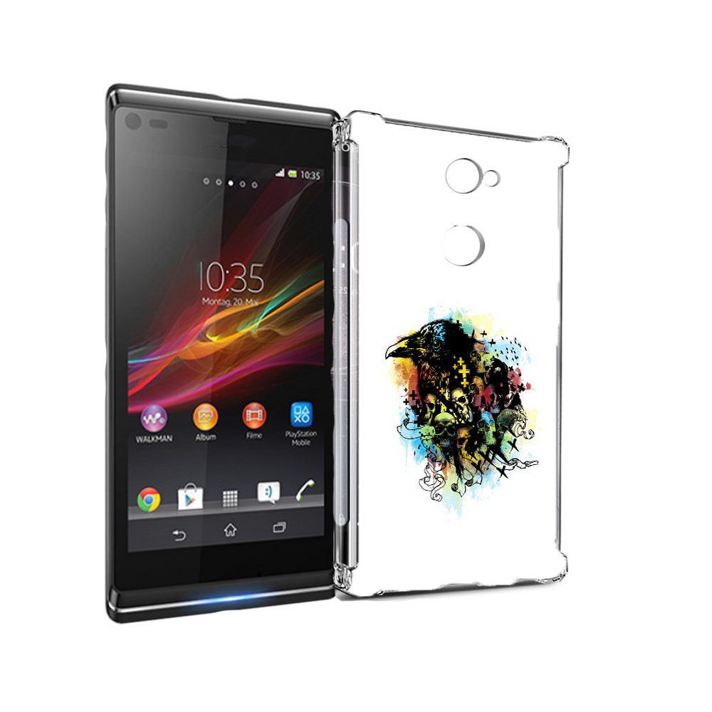 

Чехол MyPads Tocco для Sony Xperia L2 ворон и черепа (PT99662.233.273), Прозрачный, Tocco