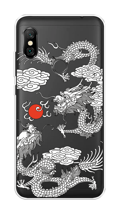 

Чехол на Xiaomi Redmi Note 6 Pro "Драконы с ножом", Прозрачный;черный;белый, 34650-1