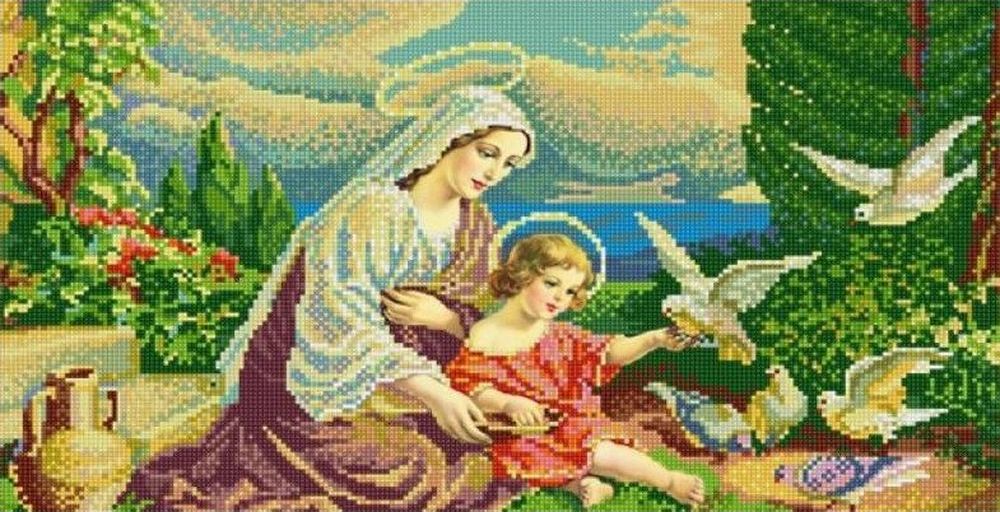 

Рисунок на ткани Мадонна и голуби