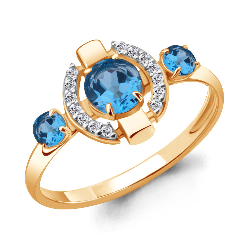

Кольцо из серебра с топазом/фианитом р., Aquamarine 6912505А, 6912505А_925_з