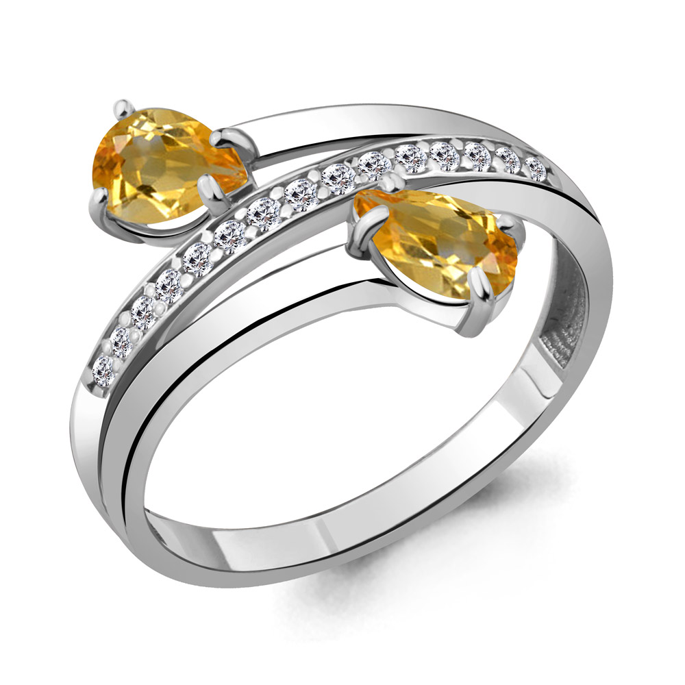 

Кольцо из серебра с цитрином/фианитом р., Aquamarine 6917906А, 6917906А_925_р