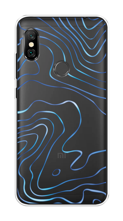 

Чехол на Xiaomi Redmi Note 6 Pro "Blue lines", Прозрачный;синий, 34650-1