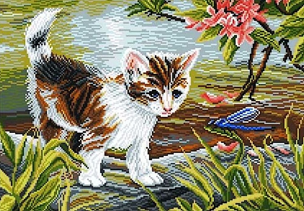

Рисунок на ткани Любопытный котенок