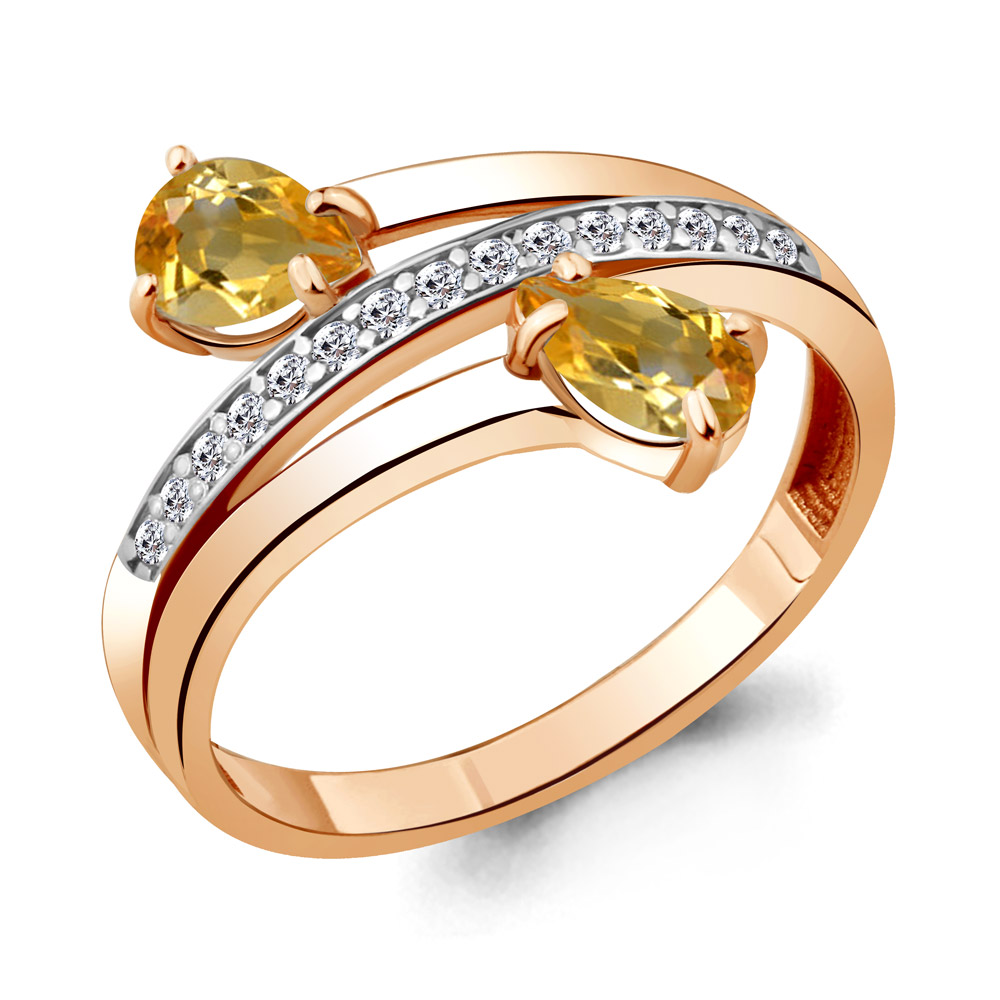 

Кольцо из серебра с цитрином/фианитом р., Aquamarine 6917906А, 6917906А_925_з