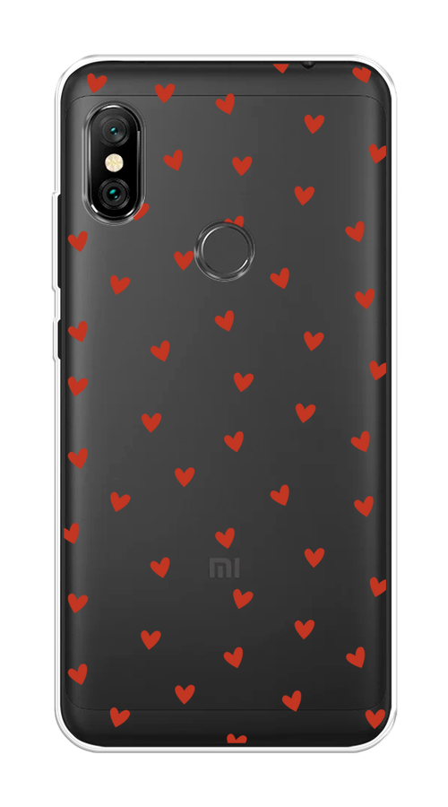 

Чехол на Xiaomi Redmi Note 6 Pro "Red hearts", Красный;прозрачный, 34650-1