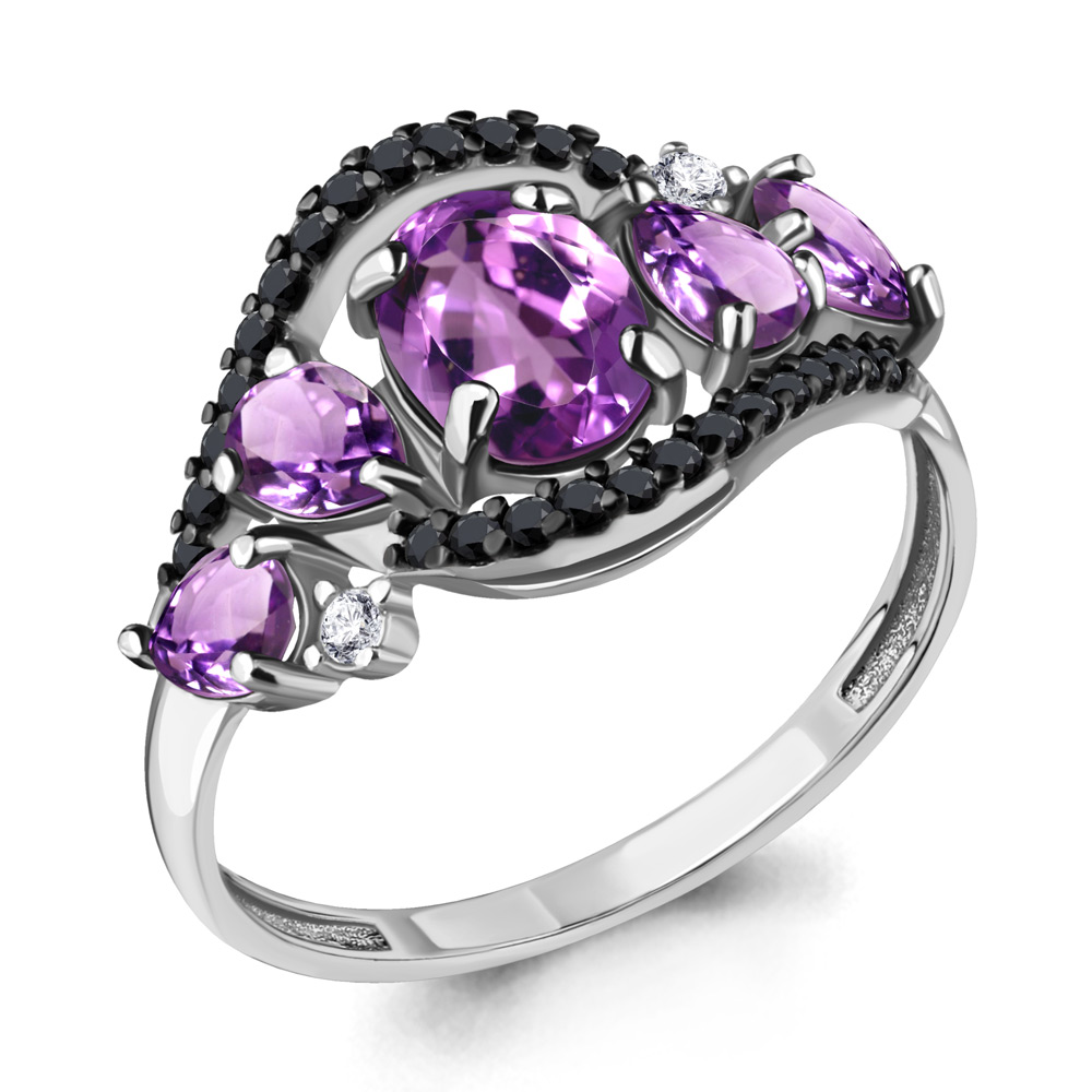 

Кольцо из серебра с аметистом/фианитом/нанокристаллом р., Aquamarine 6574504Ч, 6574504Ч_925_р