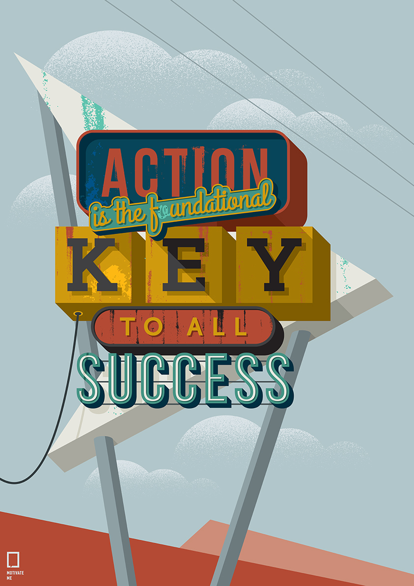 

Большой мотивационный постер на стену Key To All Success 60х90 см без рамы, MMKEY