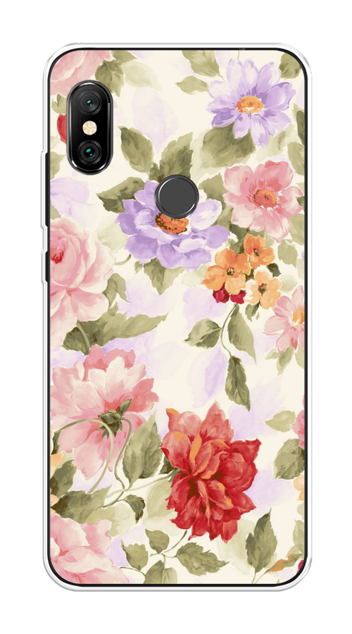 

Чехол на Xiaomi Redmi Note 6 Pro "Акварельные пионы", Розовый;бежевый, 34650-1