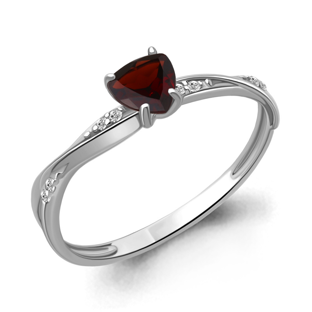 

Кольцо из серебра с гранатом/фианитом р. Aquamarine 6532103А, 6532103А_925_р