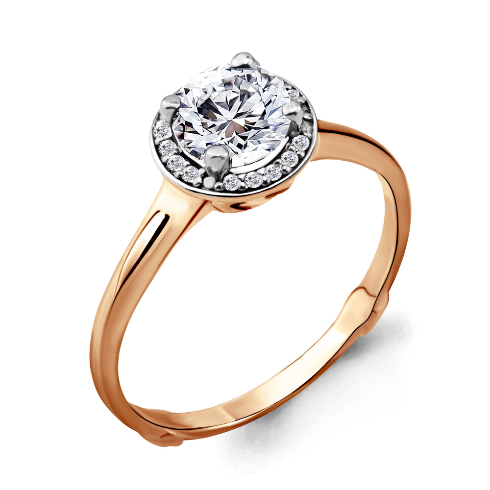 

Кольцо помолвочное из красного золота с фианитом р. Aquamarine 66304А, 66304А_585_кз
