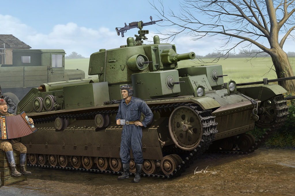 фото Сборная модель hobbyboss 1/35 советский средний танк т-28 (конусная башня) 83855