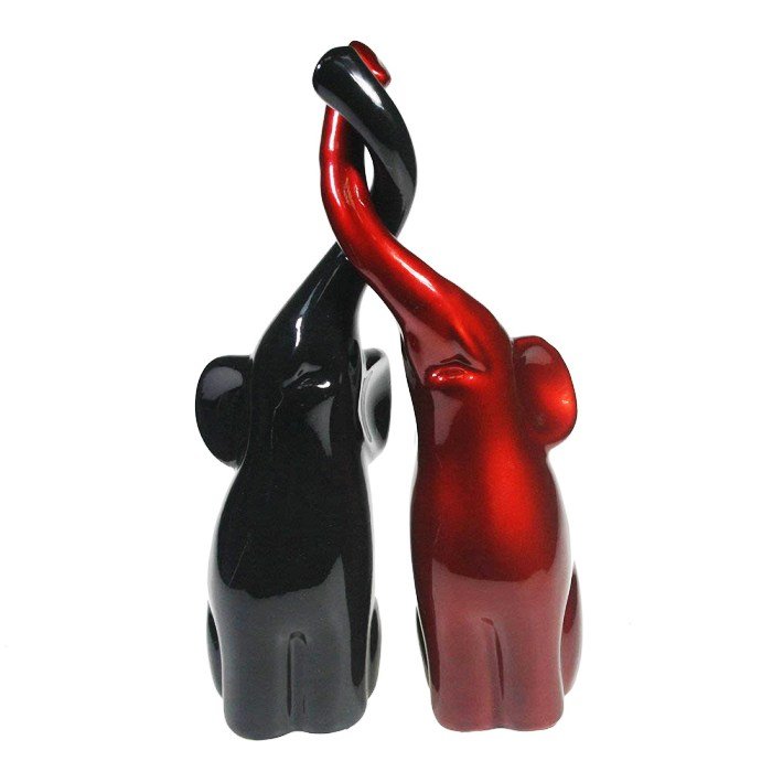 Фигура декоративная Пара слонов, черный-бордовый, 16см