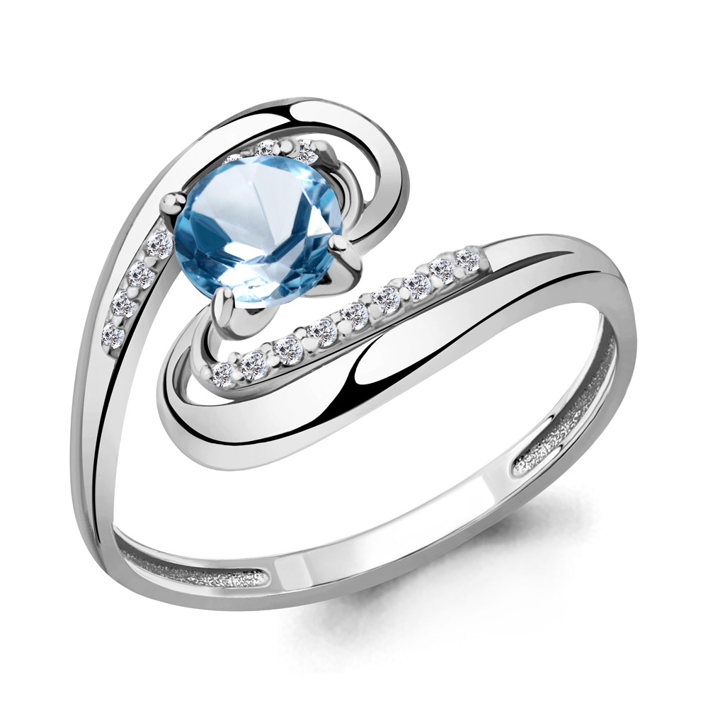

Кольцо из серебра с топазом/фианитом р. Aquamarine 6520505А, 6520505А_925_р