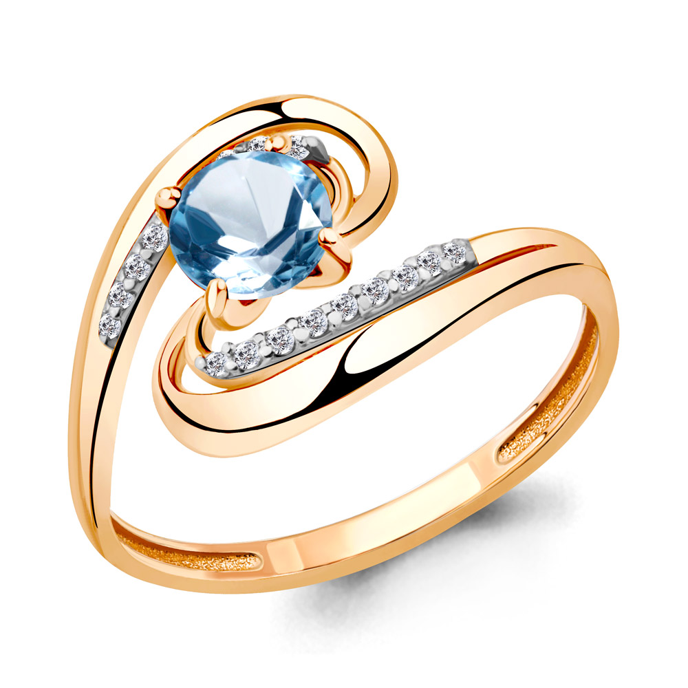 

Кольцо из серебра с топазом/фианитом р., Aquamarine 6520505А, 6520505А_925_з
